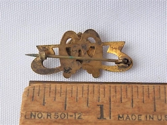 Vintage Goldstone Collar Pin with C Clasp Sparkli… - image 2