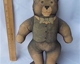 Vintage 1980 Teddy Bear Toy Works Cloth Dapper Hard Body