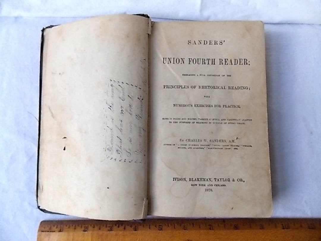 1878 Sanders Union Fourth Reader Charles W. Sanders Antique Etsy