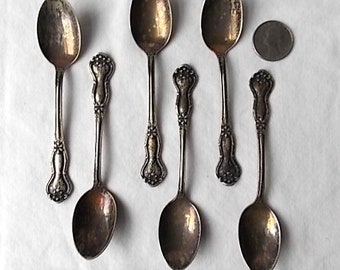 6 Fancy Vintage Silverplate Demitasse Expresso Spoons Williams A-1