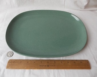 Vintage Texas Ware Platter Tray Speckle White Sage Olive Green Melamine Plastic