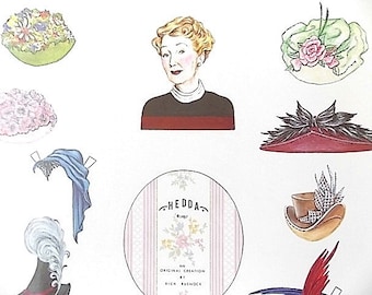 2 Hedda Hopper Hats Cut Out Paper Doll Sheets Rich Rusnock Artist