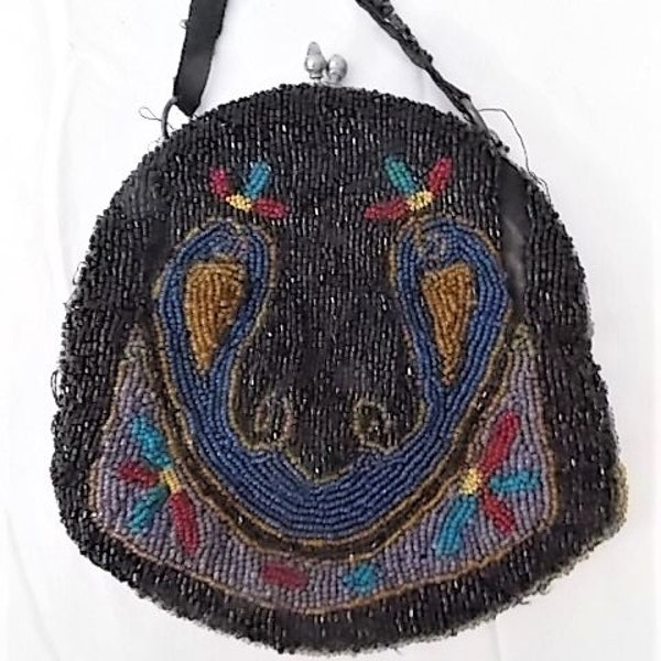 Vintage Deco Beaded Purse Handbag Needs TLC