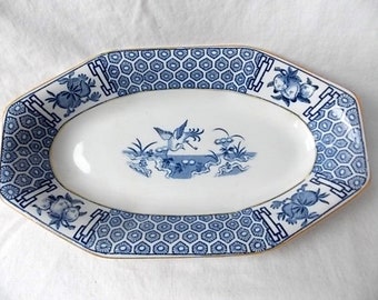 Vintage Johnson Brothers Blue & White Pickle Relish Dish Geneva