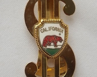 Vintage California Money Clip Enamel Bear Dollar Sign