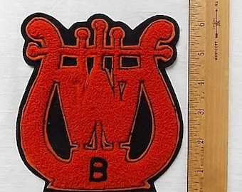 Large Vintage Chenille Lyre Letter B Patch for School Band Jacket