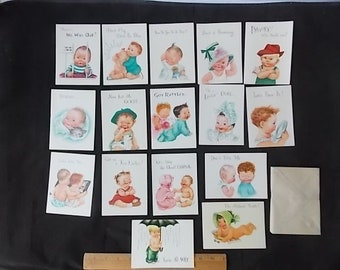 1960s  Unused Birthday Cards in Box Sassy Baby Pert 'n' Precious Greeting Cards Vintage