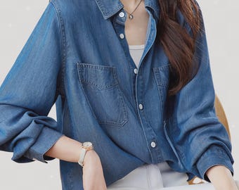 Camisa vaquera de lyocell para mujer - Suave y ligera con botones
