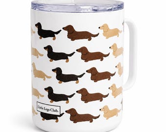 Tazza da campeggio Little Legs Club con bassotto / Tazza da viaggio in acciaio inossidabile da 350 ml