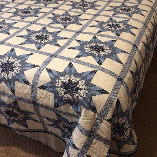 Queen Size Quilt Blue & White Trip Around the World Etsy