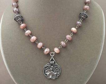 Sophie -- Peach Moonstone with Mystic Coating Pendant