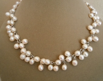Pearl Wreath -- Cultured Freshwater Pearl Statement Necklace