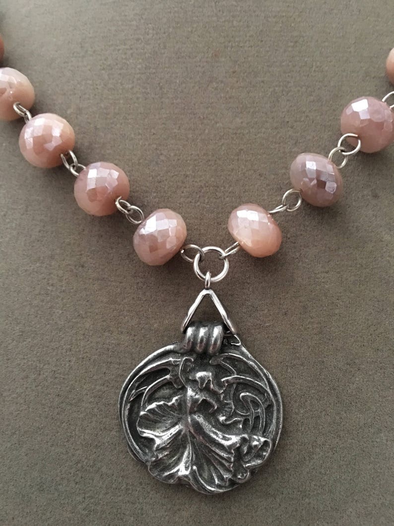 Sophie Peach Moonstone with Mystic Coating Pendant image 2