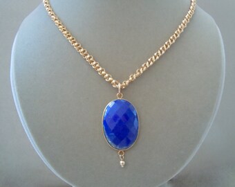 Lana -- Lapis and 14K Gold Filled Chain Focal Pendant necklace