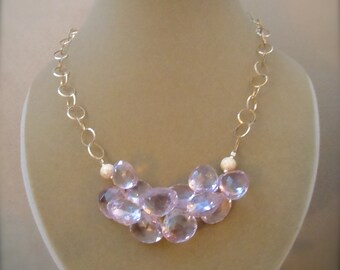 First Frost -- Pink Amethyst Statement Necklace