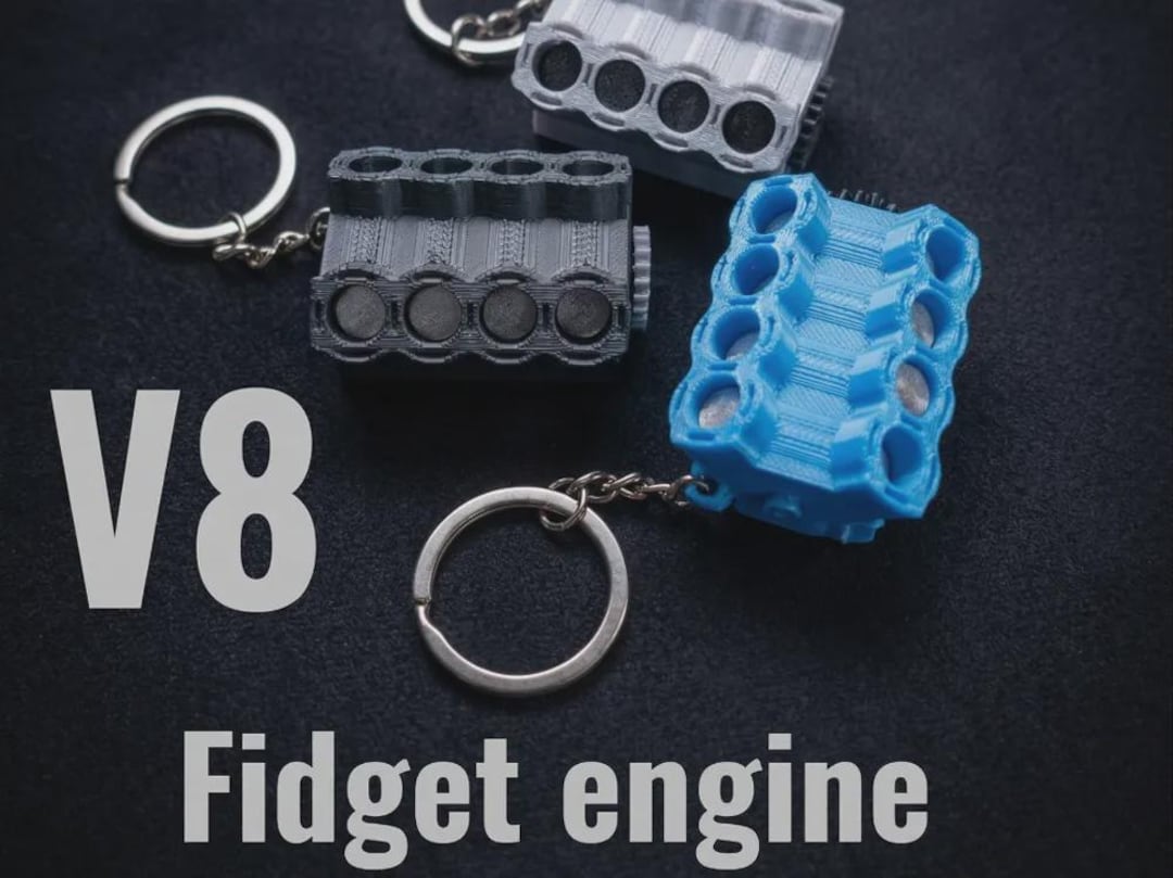 V8 Fidget Engine Keychain, Mini Engine With Moving Pistons, Car ...