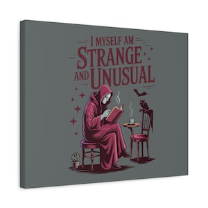 Art sur toile étrange et inhabituel, décoration d&#39;intérieur originale, cadeau unique pour les amateurs de lecture, décoration d&#39;Halloween, art mural sorcière