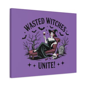 Stampa su tela "Streghe sprecate", decorazione di Halloween, arte murale gotica, arredamento per la casa da strega, regalo unico per lei, arte eccentrica per feste