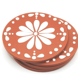 Flor de Barro-Mexican Pottery Inspired- 3D Printed- Coaster Set of 4