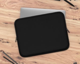 Plain Black Laptop Sleeve | Neoprene Zipper Case