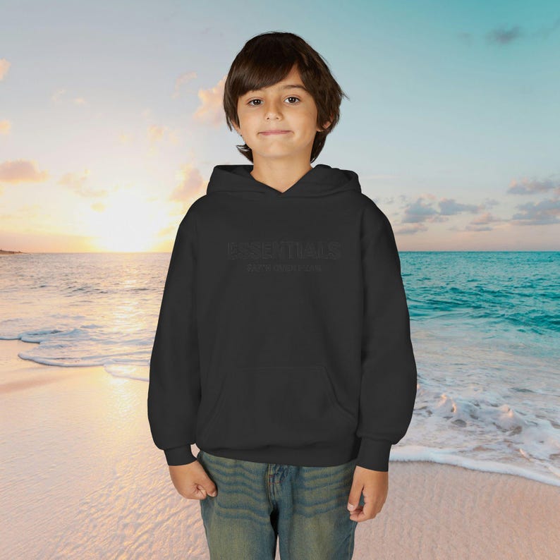 ESSENTIALS Minimal Logo Hoodie | Youth Hooded Sweatshirt image 2