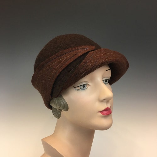 1920's Style Cloche Hat - Hand Felted Merino shops Wool