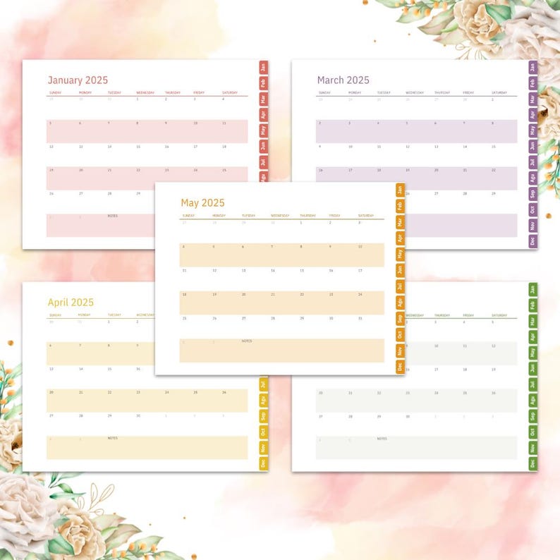 2025 Calendar 2025 Monthly Planner Landscape Elegant Monthly Calendar