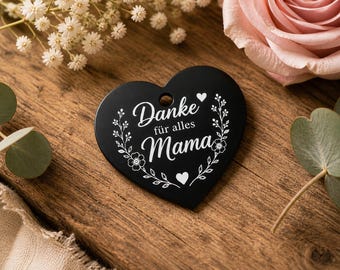 Muttertag Geschenk Mama – Gravierter Herzanhänger personalisiert – Schlüsselanhänger Dankeschön Mama