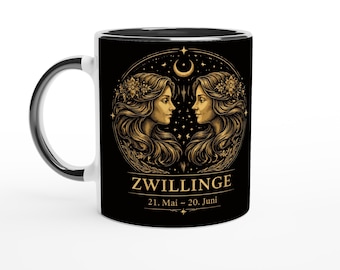 Sternzeichen Zwillinge Tasse – Zodiac Mug für Frauen – Astrologie Geschenk – Beidseitig bedruckte Keramiktasse – Zwillinge Geschenkidee