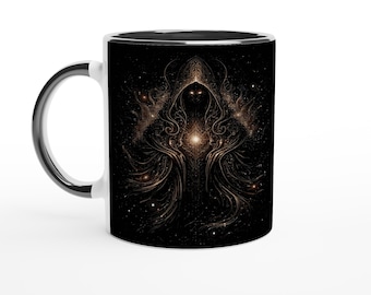 Mystische Tasse mit dunklem Wesen – okkultes Symbol, Sacred Geometry Anmutung, esoterisches Geschenk, dunkle Ästhetik, Gothic Art Becher