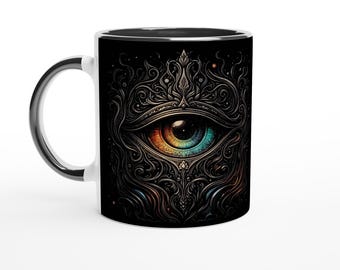 Mystische Tasse mit geheimnisvollem Auge – okkultes Symbol, Sacred Geometry Stil, esoterisches Geschenk, dunkle Ästhetik, Gothic Art Becher