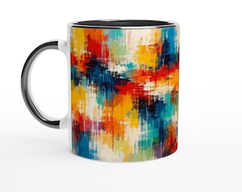 Moderne Abstraktionsserie – Künstlerische Keramik-Tasse mit expressivem Farbspiel | Abstrakte Kunsttasse für Kunstliebhaberinnen