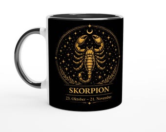 Sternzeichen Skorpion Tasse – Zodiac Mug für Frauen – Astrologie Geschenk – Beidseitig bedruckte Keramiktasse – Skorpion Geschenkidee