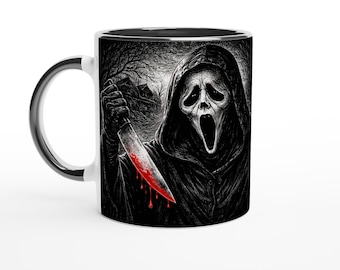 Der Schrei in der Nacht – Horror-Tasse mit Schreimasken-Archetyp | Beidseitig bedruckt | Legenden der Finsternis
