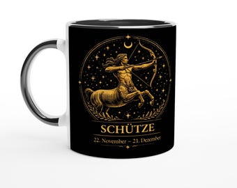 Sternzeichen Schütze Tasse – Zodiac Mug für Frauen – Astrologie Geschenk – Beidseitig bedruckte Keramiktasse – Schütze Geschenkidee