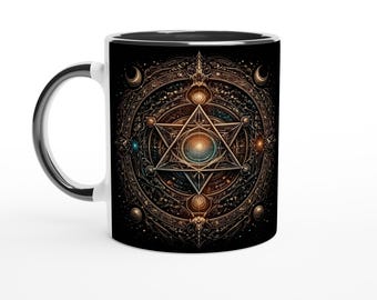 Mystische Tasse mit okkultem Symbol – Sacred Geometry Design, esoterisches Geschenk, dunkle Ästhetik, Gothic Art Becher