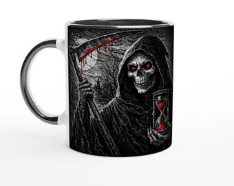 Wenn die Stunde schlägt – Horror-Tasse mit Sensenmann-Legende | Beidseitig bedruckt | Legenden der Finsternis