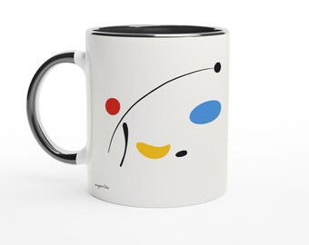 Moderne Abstraktionsserie ,Minimalistische abstrakte Kunst Keramik-Tasse Zeitlose Design-Tasse für Kunstliebhaberinnen | Beidseitig bedruckt