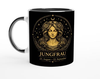 Sternzeichen Jungfrau Tasse – Zodiac Mug für Frauen – Astrologie Geschenk – Beidseitig bedruckte Keramiktasse – Jungfrau Geschenkidee