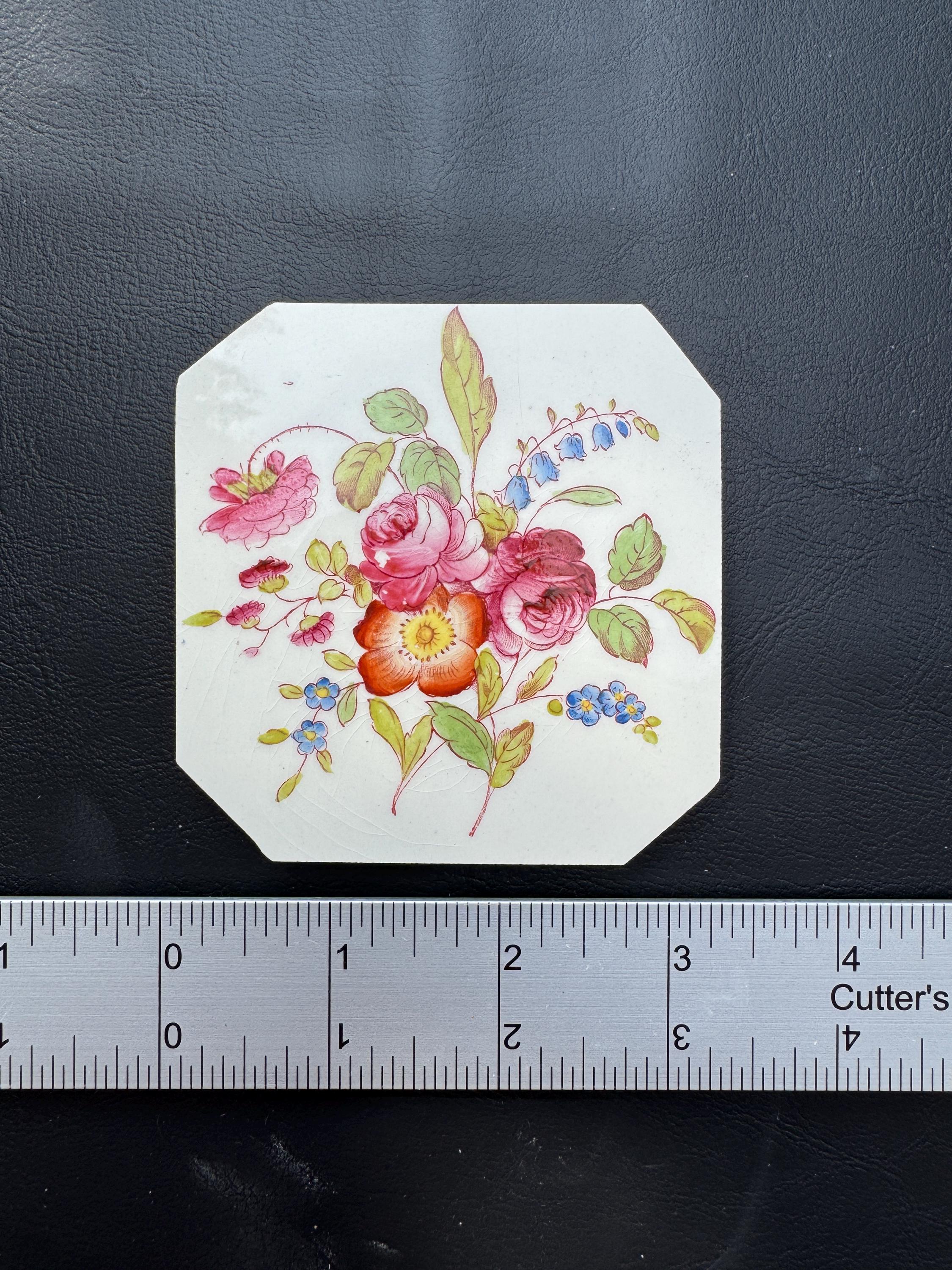 Handmade Broken China Mosaic Tiles - Daisy, Rose, Aster Flower Shapes - Multicolor - Set 3
