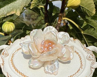 Keshi Pearl Flower : 18K Gold Plated, High Luster