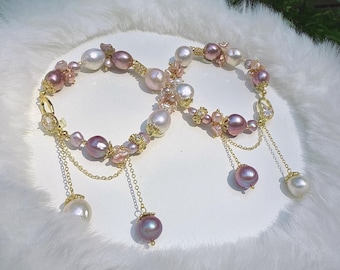 Baroque Pearl Bracelet: 14K Gold Plated