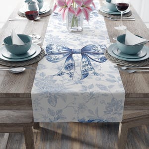Chinoiserie Table Runner - Home Decor Dining Room Cotton Poly Fabric, Oriental Floral Design, Table Linens, Kitchen Table Decor, Chinese