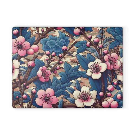 Planche à Découper en Verre Trempé Décoration 2x40x52 Prairie de fleurs