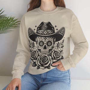 Day of the Dead Sweatshirt Skull Dia de los Muertos Sweater Skull Crewneck