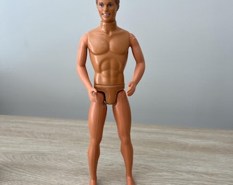 Vintage 70-tals Mattel Ken docka brunt hår blå ögon muskulös kropp 30 cm Barbie vän