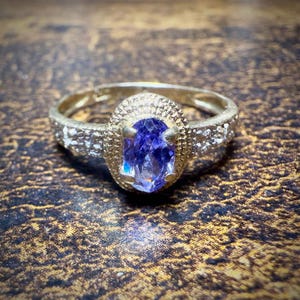 10k Tanzanite Diamond Solid Gold Vintage Statement Ring Size 6.75 | Tanzanite Statement Ring | Tanzanite Gold Ring | Tanzanite Diamond Ring