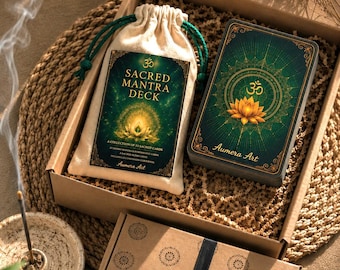 Sacred Mantra Oracle Deck – 27 Mantra Cards & 6 Altar Cards | Handcrafted Spiritual Deck from Bali