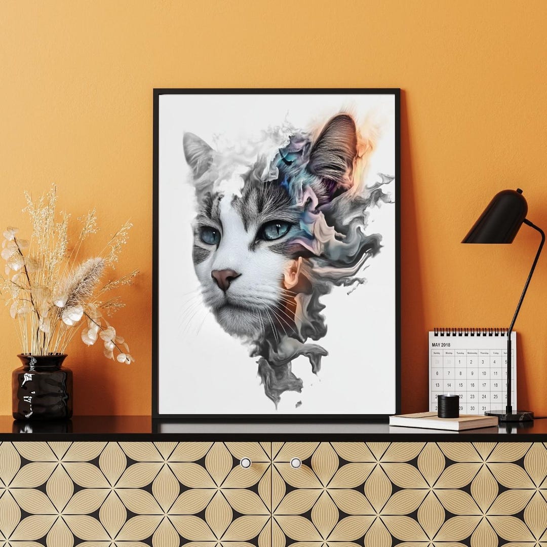 Misty Meow Animal Cat Digital Art Print Wall Art AI Art Digital ...