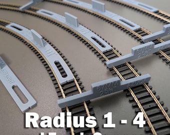 Gabarits de pose de rails OO Gauge – Rayons de 1 à 4 – Kit d'espacement des rails de 67 mm